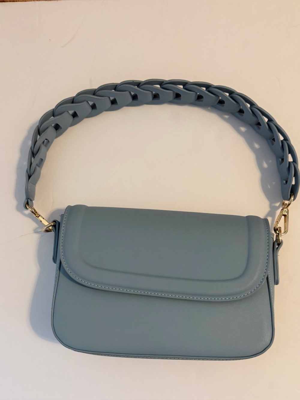Light Blue Shoulder Bag with Braided Strap